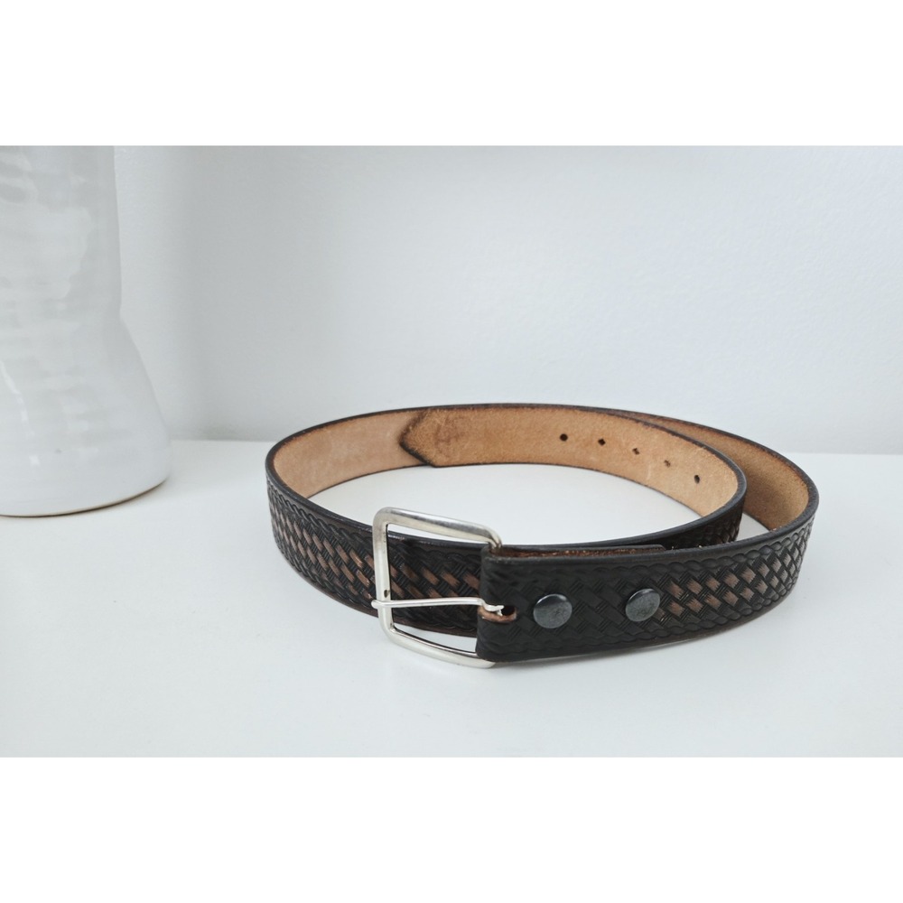 Coronado Brown Leather Belt Mens Sz 38 Textured Made in USA NRA Stamped